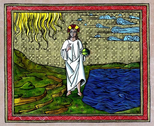 Christ Cosmocrator et les quatre Eléments - Enluminure de Pierrick Pinot