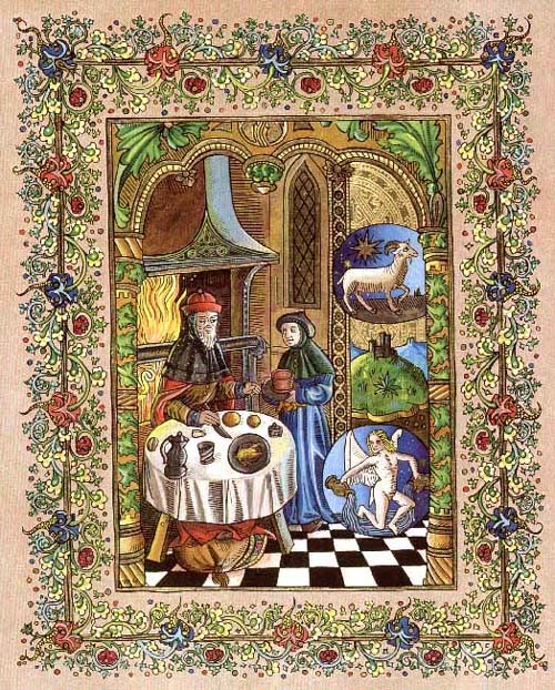 Le mois de janvier du calendrier des bergers - Enluminure de Pierrick Pinot