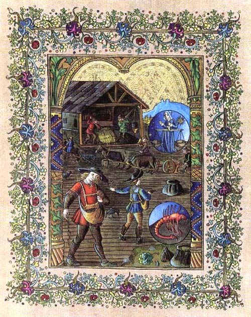 Le mois d'octobre du calendrier des bergers - Enluminure de Pierrick Pinot