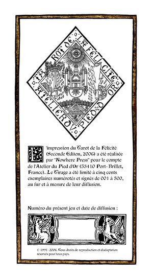 La carte de prsentation du Tarot de la Flicit - Seconde dition